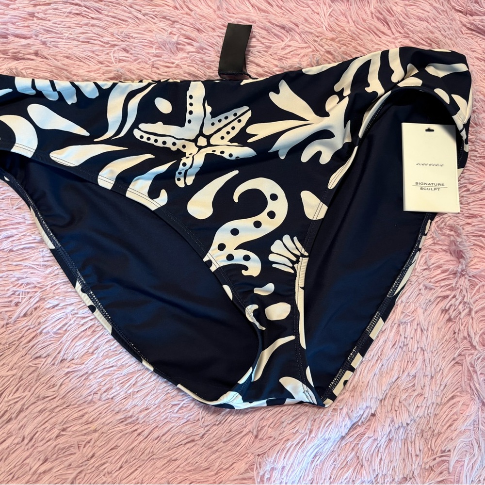 Navy and White Bikini Bottom